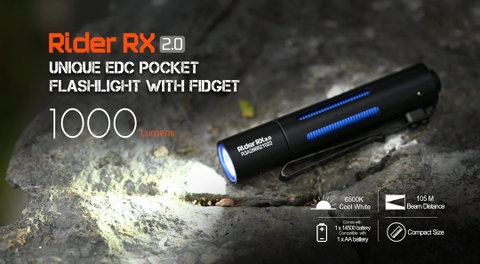 Đèn pin ACEBEAM RIDER RX 2.0 sáng 1000 lumen chiếu xa 105m pin 14500 USB-C fidget toy