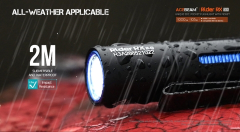 Đèn pin ACEBEAM RIDER RX 2.0 sáng 1000 lumen chiếu xa 105m pin 14500 USB-C fidget toy