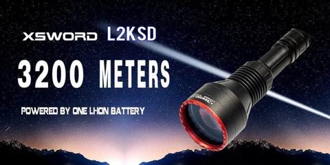 Đèn laser trắng MAXTOCH L2KSD tầm chiếu siêu xa 3200m độ sáng 650 lumen sử dụng 1 pin Li-ion 21700 5000 mAh kèm theo