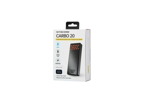 NITECORE CARBO 20 – Sạc dự phòng 65W dung lượng 20000mAh, vỏ sợi carbon, màn hình OLED, chống nước IPX8