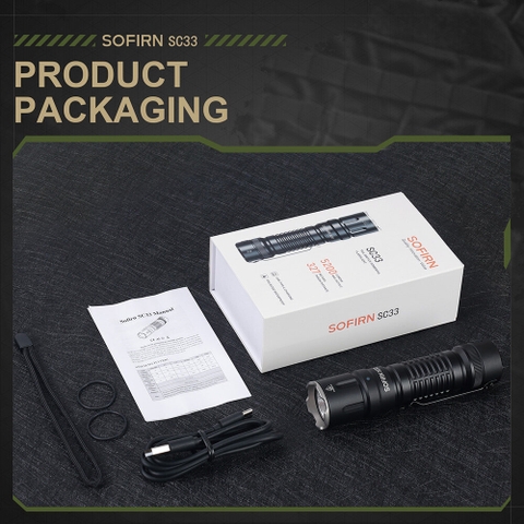 Đèn pin SOFIRN SC33 nhỏ gọn siêu sáng 5200 lumen chiếu xa 327m sạc USB-C pin 21700