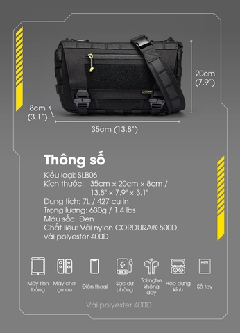 NITECORE SLB06 – Túi đeo chéo 7 L