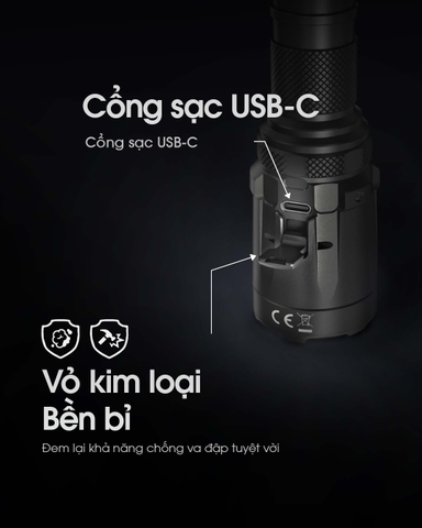 Đèn pin tác chiến NITECORE SRT7i độ sáng 3000 lumenchiếu xa 580m pin 21700 dung lượng 5300mAh USB-C