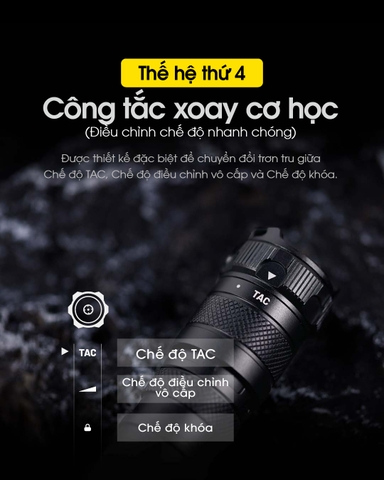 Đèn pin tác chiến NITECORE SRT7i độ sáng 3000 lumenchiếu xa 580m pin 21700 dung lượng 5300mAh USB-C