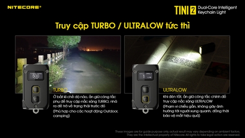 Đèn pin móc khóa NITECORE TINI2 độ sáng 500 lumens tầm chiếu xa 89m pin dung lượng 280mAh USB-C hiển thị OLED
