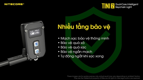 Đèn pin móc khóa NITECORE TINI2 độ sáng 500 lumens tầm chiếu xa 89m pin dung lượng 280mAh USB-C hiển thị OLED
