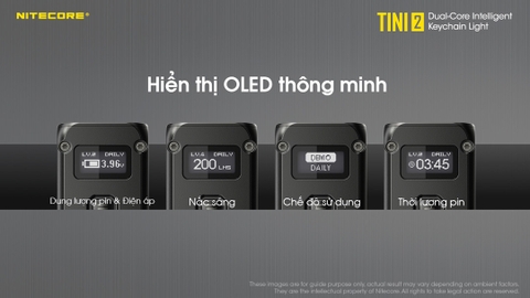 Đèn pin móc khóa NITECORE TINI2 độ sáng 500 lumens tầm chiếu xa 89m pin dung lượng 280mAh USB-C hiển thị OLED