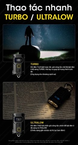 Đèn pin móc khóa mini NITECORE TINI3 – Đa nhiệt màu, 600 lumen, màn hình OLED