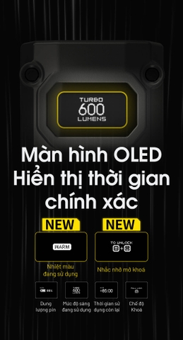 Đèn pin móc khóa mini NITECORE TINI3 – Đa nhiệt màu, 600 lumen, màn hình OLED