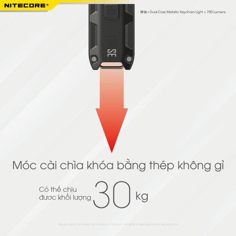 Đèn pin móc khóa NITECORE TIP SE sáng 700 lumens chiếu xa 90m pin dung lượng 500mAh USB-C