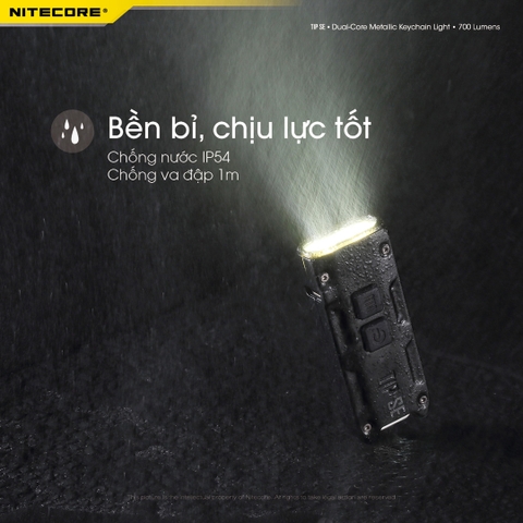 Đèn pin móc khóa NITECORE TIP SE sáng 700 lumens chiếu xa 90m pin dung lượng 500mAh USB-C