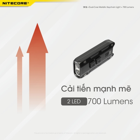 Đèn pin móc khóa NITECORE TIP SE sáng 700 lumens chiếu xa 90m pin dung lượng 500mAh USB-C