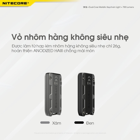 Đèn pin móc khóa NITECORE TIP SE sáng 700 lumens chiếu xa 90m pin dung lượng 500mAh USB-C