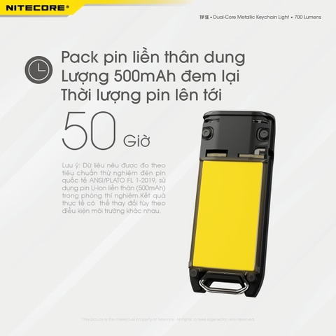 Đèn pin móc khóa NITECORE TIP SE sáng 700 lumens chiếu xa 90m pin dung lượng 500mAh USB-C