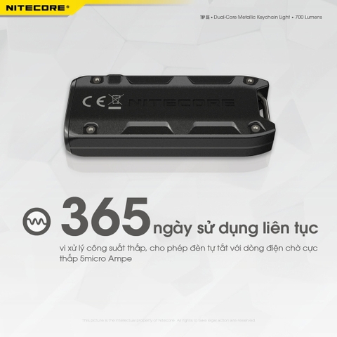 Đèn pin móc khóa NITECORE TIP SE sáng 700 lumens chiếu xa 90m pin dung lượng 500mAh USB-C