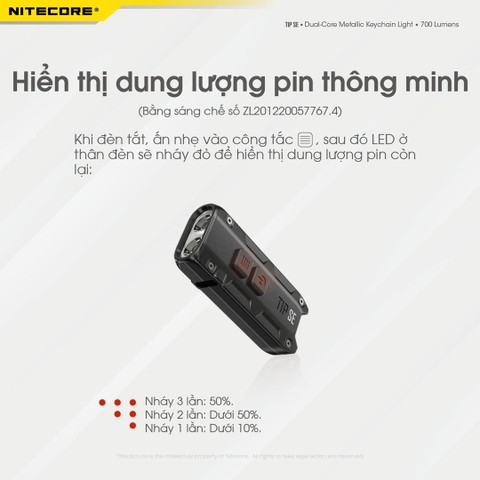 Đèn pin móc khóa NITECORE TIP SE sáng 700 lumens chiếu xa 90m pin dung lượng 500mAh USB-C