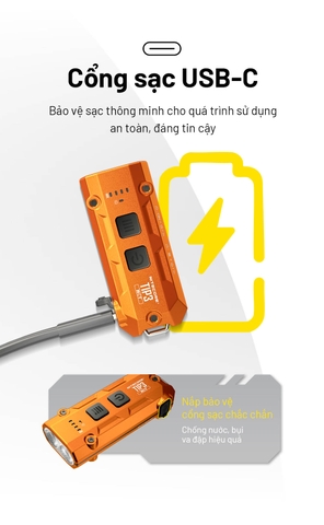 NITECORE TIP3 – Đèn pin móc khóa mini sáng 720 lm xa 92m, 3 nhiệt màu sáng, siêu nhẹ chỉ 30g