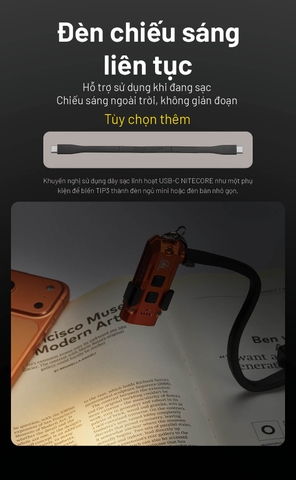 NITECORE TIP3 – Đèn pin móc khóa mini sáng 720 lm xa 92m, 3 nhiệt màu sáng, siêu nhẹ chỉ 30g