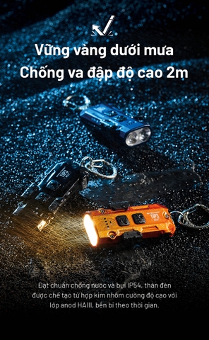 NITECORE TIP3 – Đèn pin móc khóa mini sáng 720 lm xa 92m, 3 nhiệt màu sáng, siêu nhẹ chỉ 30g