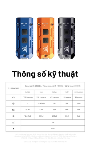 NITECORE TIP3 – Đèn pin móc khóa mini sáng 720 lm xa 92m, 3 nhiệt màu sáng, siêu nhẹ chỉ 30g
