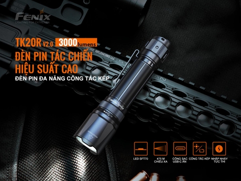 Đèn pin FENIX TK20R V2.0 độ sáng 3000 lumen chiếu xa 475m