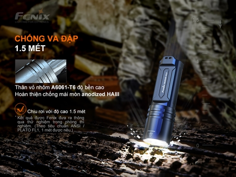 Đèn pin FENIX TK35UE V2.0 sáng 5000 lumen chiếu xa 400m kèm 02 pin sạc Fenix 3400mAh và sạc đôi Vapcell Q2