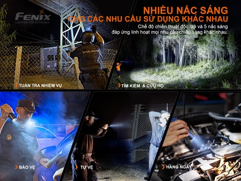 Đèn pin FENIX TK35UE V2.0 sáng 5000 lumen chiếu xa 400m kèm 02 pin sạc Fenix 3400mAh và sạc đôi Vapcell Q2