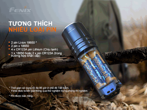 Đèn pin FENIX TK35UE V2.0 sáng 5000 lumen chiếu xa 400m kèm 02 pin sạc Fenix 3400mAh và sạc đôi Vapcell Q2