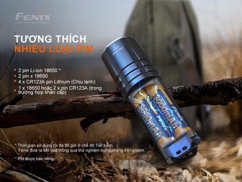 Đèn pin FENIX TK35UE V2.0 sáng 5000 lumen chiếu xa 400m kèm 02 pin sạc Fenix 3400mAh và sạc đôi Vapcell Q2