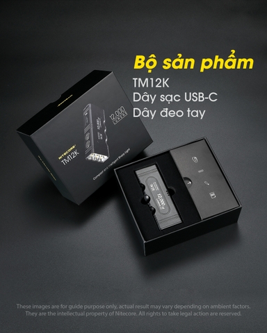 Đèn pin tác chiến NITECORE TM12K sáng 12.000lm tầm chiếu xa 250m công tắc đuôi kép phản ứng nhanh