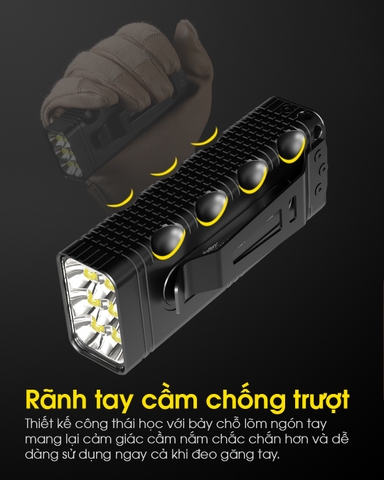 Đèn pin tác chiến NITECORE TM12K sáng 12.000lm tầm chiếu xa 250m công tắc đuôi kép phản ứng nhanh