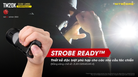 Đèn pin tác chiến NITECORE TM20K sáng 20.000 lumens chiếu xa 290m pin 9.600mAh công tắc phản ứng nhanh