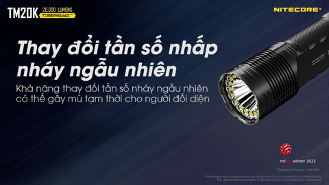 Đèn pin tác chiến NITECORE TM20K sáng 20.000 lumens chiếu xa 290m pin 9.600mAh công tắc phản ứng nhanh