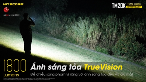Đèn pin tác chiến NITECORE TM20K sáng 20.000 lumens chiếu xa 290m pin 9.600mAh công tắc phản ứng nhanh