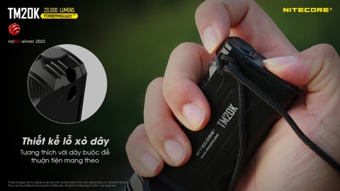 Đèn pin tác chiến NITECORE TM20K sáng 20.000 lumens chiếu xa 290m pin 9.600mAh công tắc phản ứng nhanh
