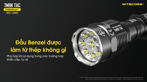 Đèn pin tác chiến NITECORE TM9K TAC sáng 9800lm chiếu xa 280m pin 5.000mAh công tắc kép phản ứng nhanh
