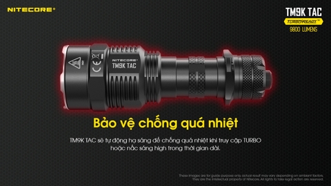 Đèn pin tác chiến NITECORE TM9K TAC sáng 9800lm chiếu xa 280m pin 5.000mAh công tắc kép phản ứng nhanh