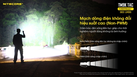 Đèn pin tác chiến NITECORE TM9K TAC sáng 9800lm chiếu xa 280m pin 5.000mAh công tắc kép phản ứng nhanh