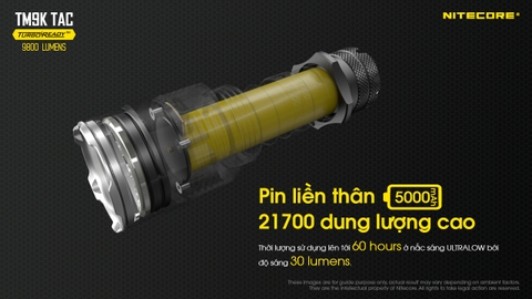 Đèn pin tác chiến NITECORE TM9K TAC sáng 9800lm chiếu xa 280m pin 5.000mAh công tắc kép phản ứng nhanh