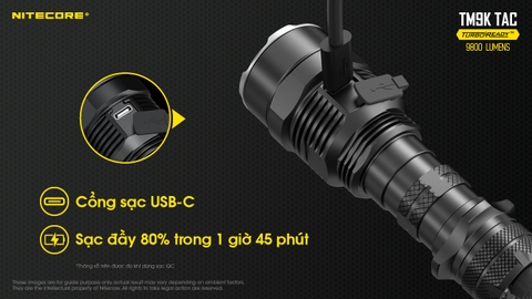 Đèn pin tác chiến NITECORE TM9K TAC sáng 9800lm chiếu xa 280m pin 5.000mAh công tắc kép phản ứng nhanh