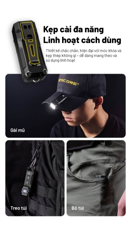 NITECORE TUP2 - Đèn pin móc khóa 1200 lumen 3 nhiệt màu màn OLED, sạc USB-C