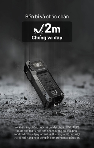 NITECORE TUP2 - Đèn pin móc khóa 1200 lumen 3 nhiệt màu màn OLED, sạc USB-C