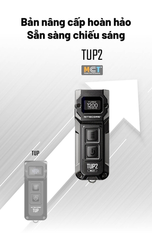 NITECORE TUP2 - Đèn pin móc khóa 1200 lumen 3 nhiệt màu màn OLED, sạc USB-C