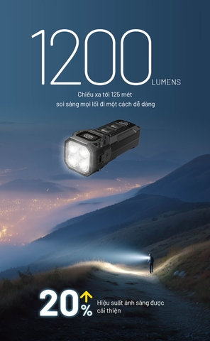 NITECORE TUP2 - Đèn pin móc khóa 1200 lumen 3 nhiệt màu màn OLED, sạc USB-C