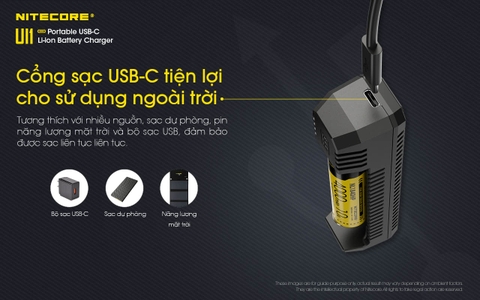 Sạc đơn NITECORE UI1 Đầu vào USB-C