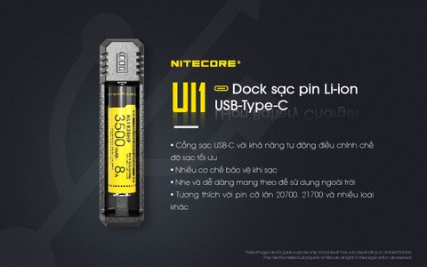 Sạc đơn NITECORE UI1 Đầu vào USB-C