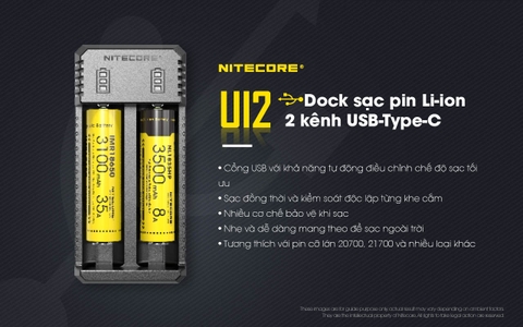 Sạc đôi Nitecore UI2 Đầu vào USB-C