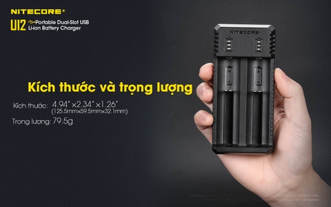 Sạc đôi Nitecore UI2 Đầu vào USB-C