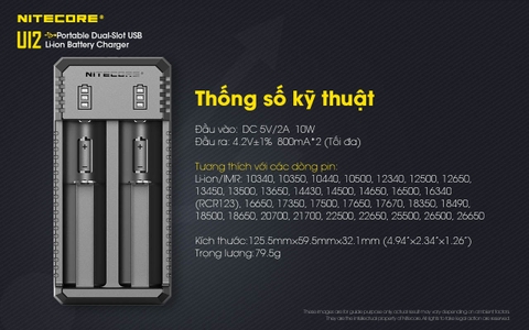 Sạc đôi Nitecore UI2 Đầu vào USB-C