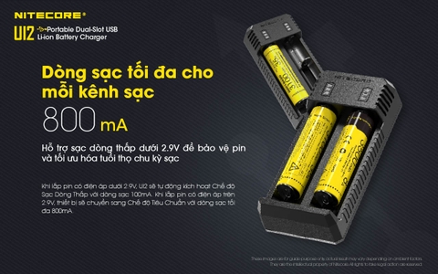 Sạc đôi Nitecore UI2 Đầu vào USB-C